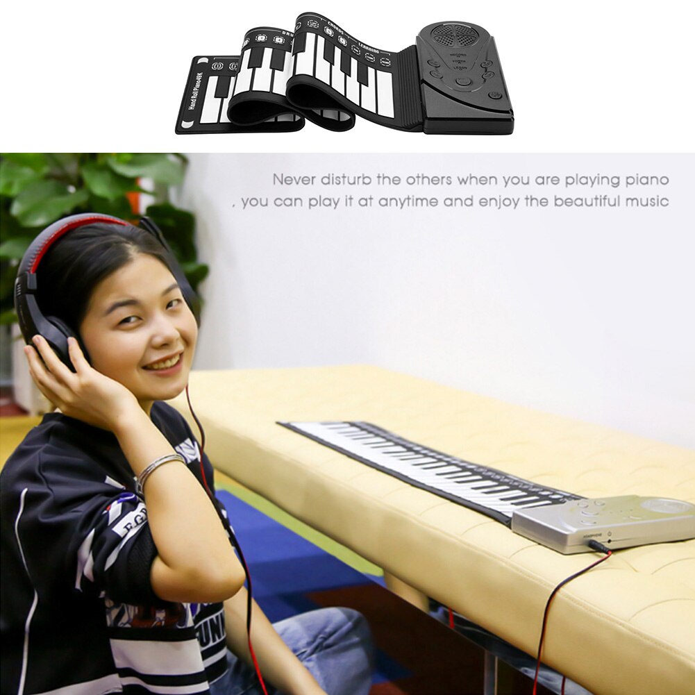 Hand Roll Up Piano Portable Folding Electronic Organ Keyboard Instruments 61 Key for Music Lovers Playing Accessories