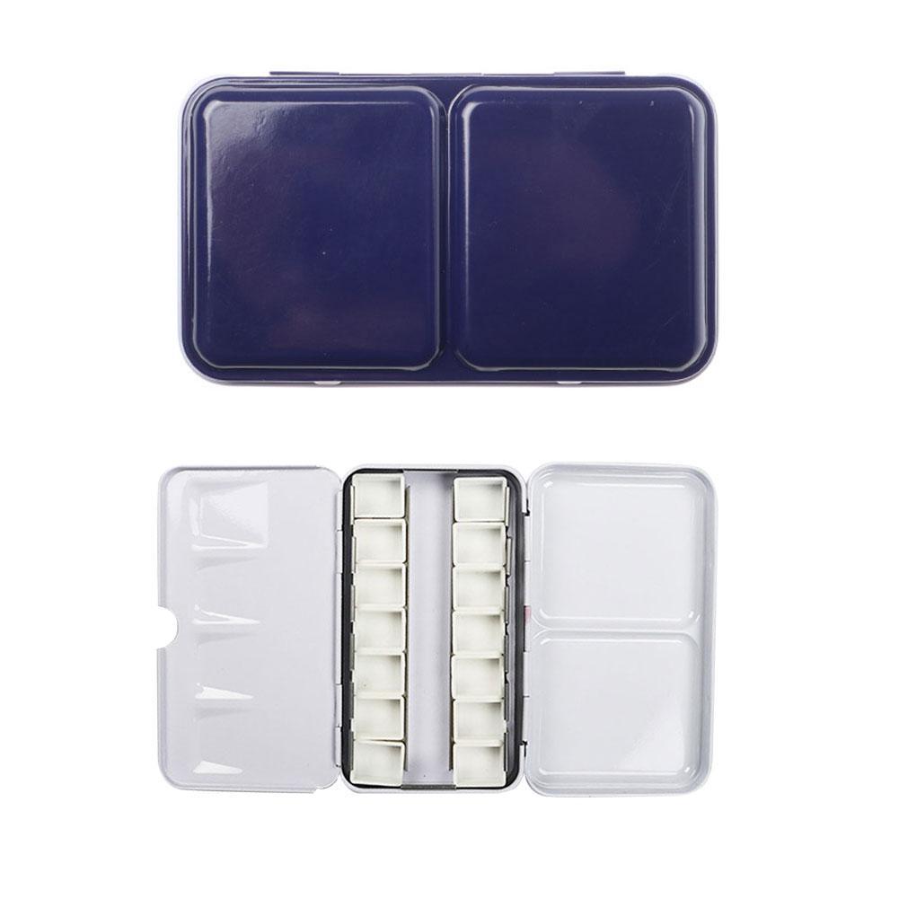 Watercolor/oil/ Acrylic Paints Tins Box Color Empty Palette Painting Storage Paint Tray Box With Half Pans For Art Supplies: dark blue