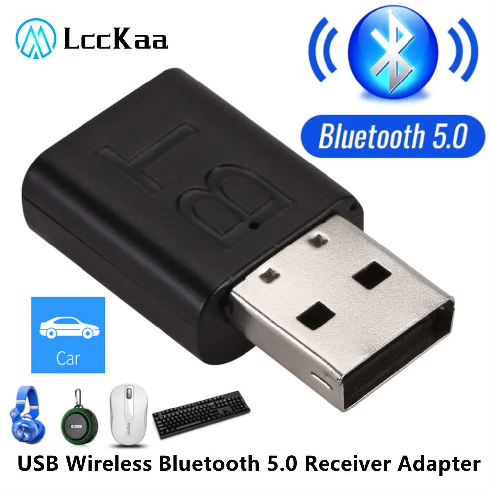 USB Bluetooth 5.0 Adapter Wireless Audio Transmitter Receiver 2 In 1 Adapter with 3.5mm Cable for Car TV Earphone Speaker Aux