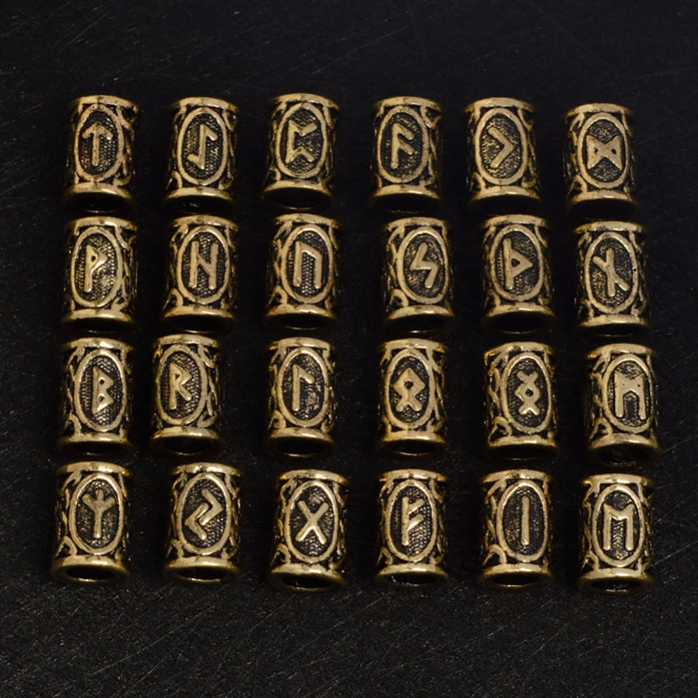 24 stks/set DIY Originele Viking Runen Charmes Kralen voor Armbanden voor Hanger Ketting voor Baard of Haar Vikings Rune Kits sieraden