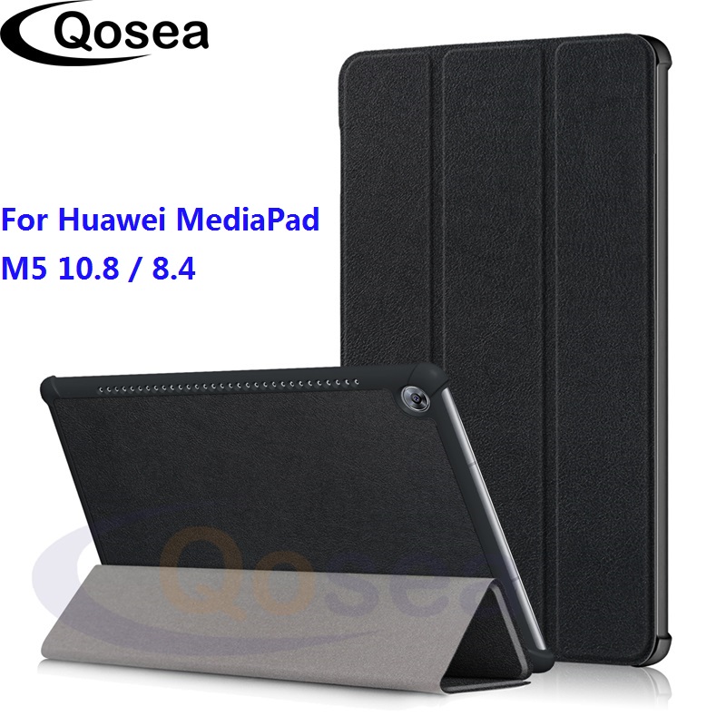 Qosea Huawei MediaPad M5 10.8 lüks kılıf kapak PU deri akıllı standı kılıf Huawei MediaPad M5 8.4 Tablet standı kapak