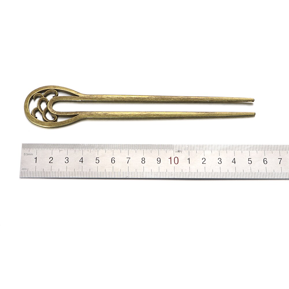 1 Uds horquilla de aleación con varilla de pelo metálico estilo Retro a la en forma de U, horquilla de doble flor ondulada, accesorios para el cabello, herramientas de estilismo