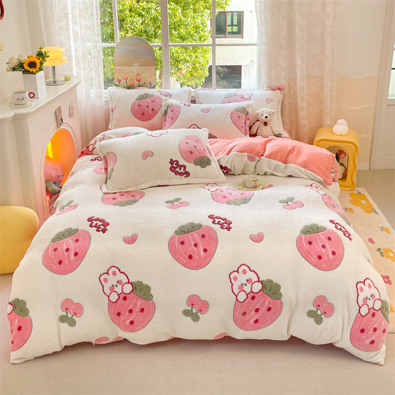 Cute Panda Milk Velvet Duvet Cover Boys Girls Bedroom Decor Cartoon Animal Bedding Autumn and Winter Soft Warm Comforter Cover: Yellow