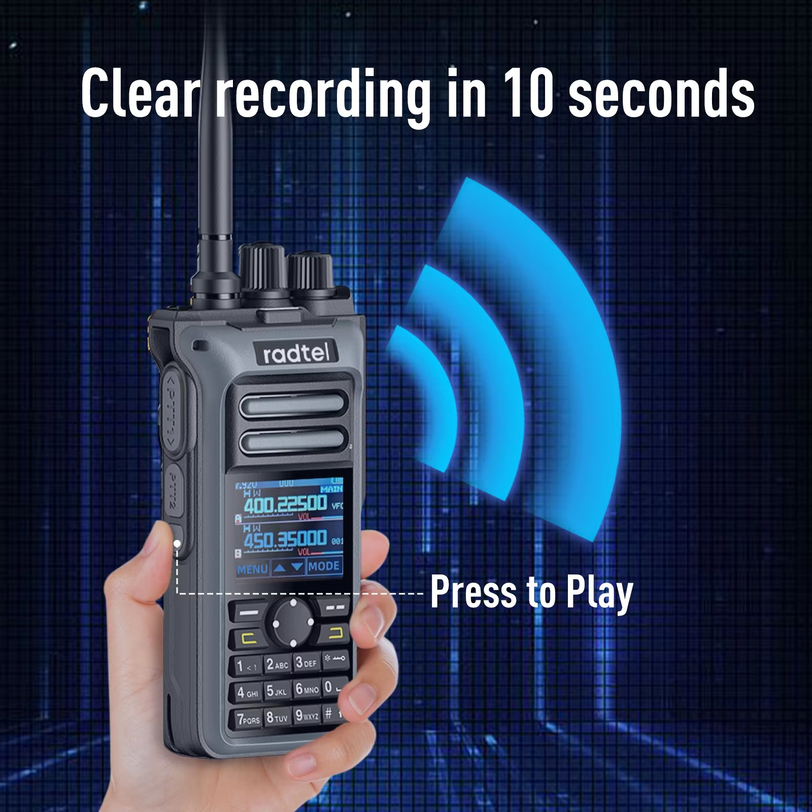 Radtel RT-752 10w air band walkie talkie voll band amateur ham radio 250ch ht USB-C batterie noaa fm am aufnahme vibration