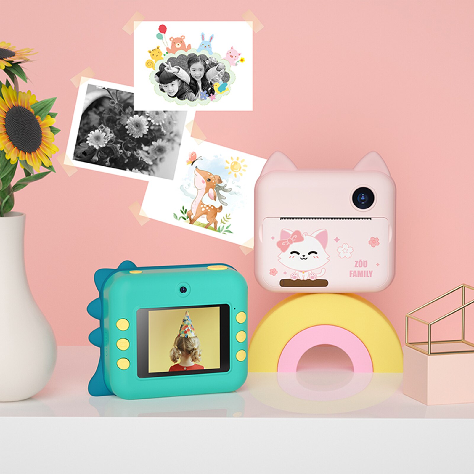 P1 Kids Camera Children Instant Camera Photo Printer 2.4" IPS Screen with Printing Paper for Boys Girls Christmas Birthday