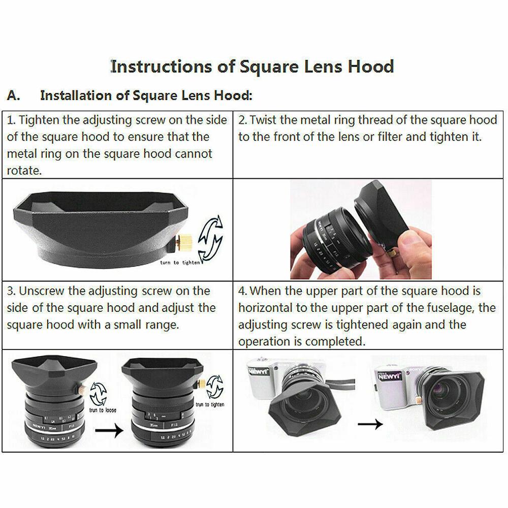 Retro Square Shape Lens Hood Screw Mount For Sony AX33 AX33E AXP33 AXP33E FDR-AX33 FDR-AX33E FDR-AXP33 FDR-AXP33E Camcorder