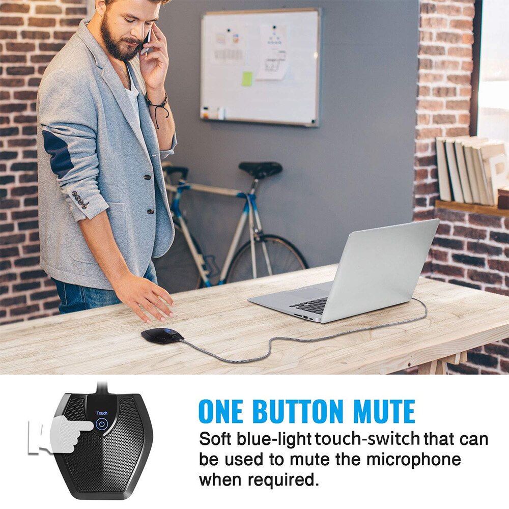 Desktop USB Computer Microphone Omnidirectional Condenser Mic with Mute Button Noise Reduction Plug and Play for PC Laptop