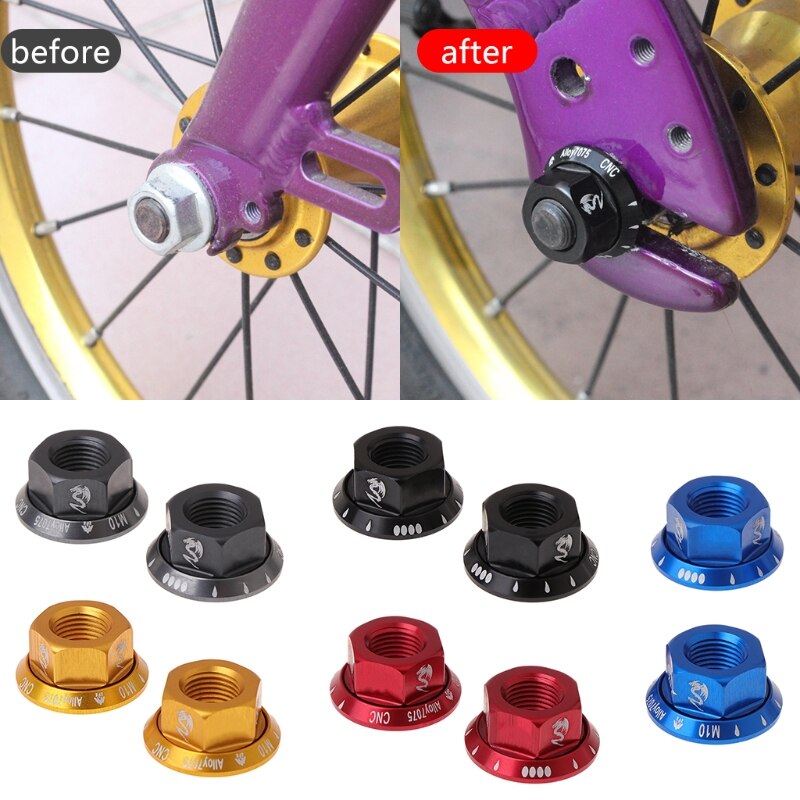 2pcs/bag Bicycle Hub Nut M10 Fixed Gear MTB Road Bike Screw Bolt Aluminum Alloy for Motorcycle Bicycle Bike