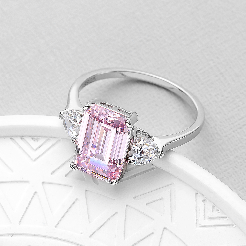 OEVAS, anillos de boda de circón brillante con diamantes de alto carbono de 7 quilates para mujer, joyería de de 100% Plata de Ley 925 de