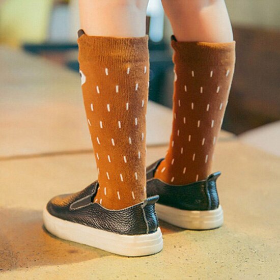 bebé niños niñas estampado de zorro calcetines largos suave algodón protege la rodilla medias altas