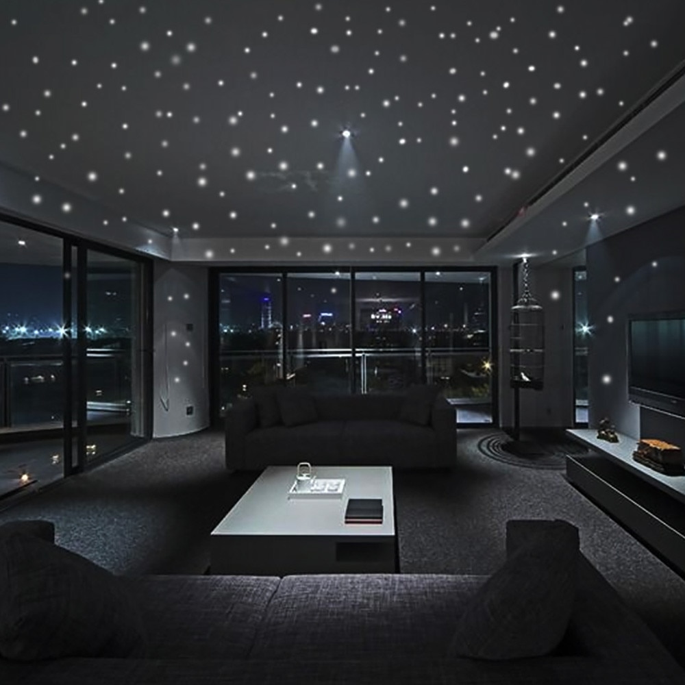 Autocollants muraux lueur dans l'étoile noire | 407 pièces, décor lumineux à points ronds, pour chambre d'enfant, offre spéciale