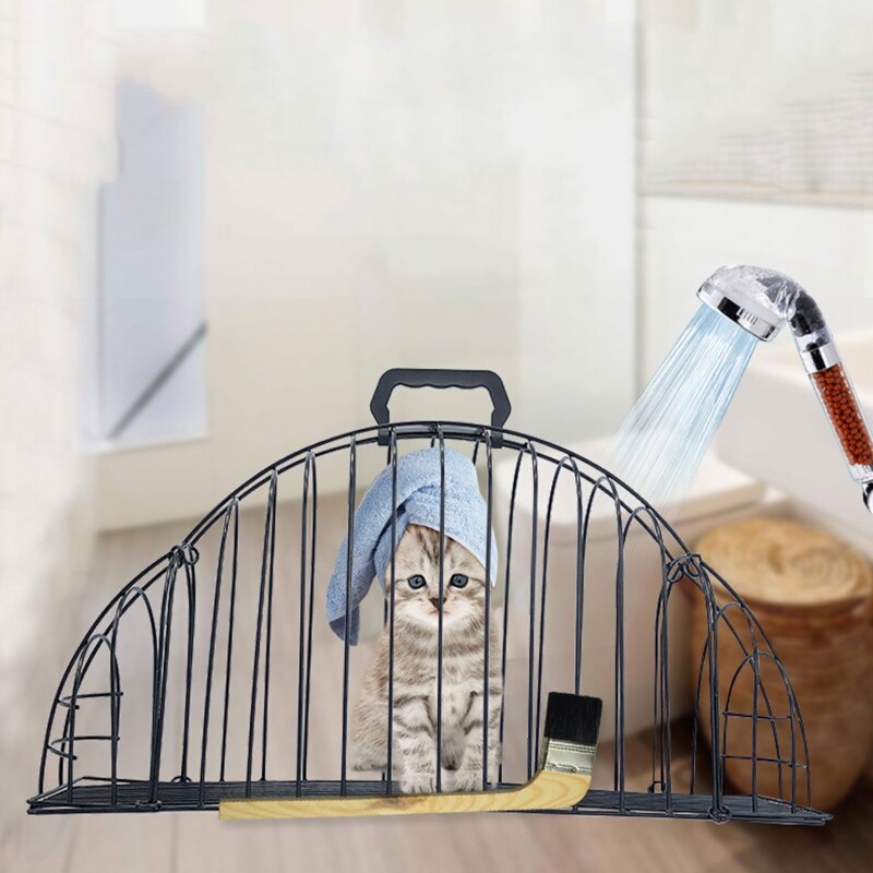 Anti-grab Kitten Washing Bath Cage 2 Door Lightweight Pet Cat Shower Hair Dryer