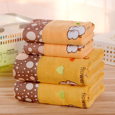 Zhuo  mo 3 stk hurtigtørrende tegneserie par kanin 4 farver mikrofiber håndklæde sæt badehåndklæde ansigt badehåndklæde toallas til badeværelse: Orange gul