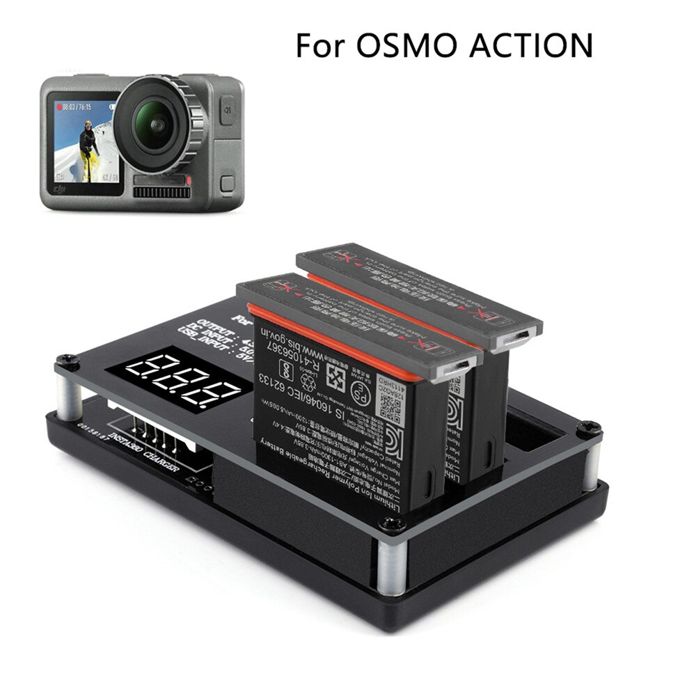 3 in 1 Ladegerät Ladung Hub für DJI OSMO Aktion Kamera Lithium-1300mAh Batterie Ladegerät Aktion Sport Kamera DC USB Eingang Ladegerät