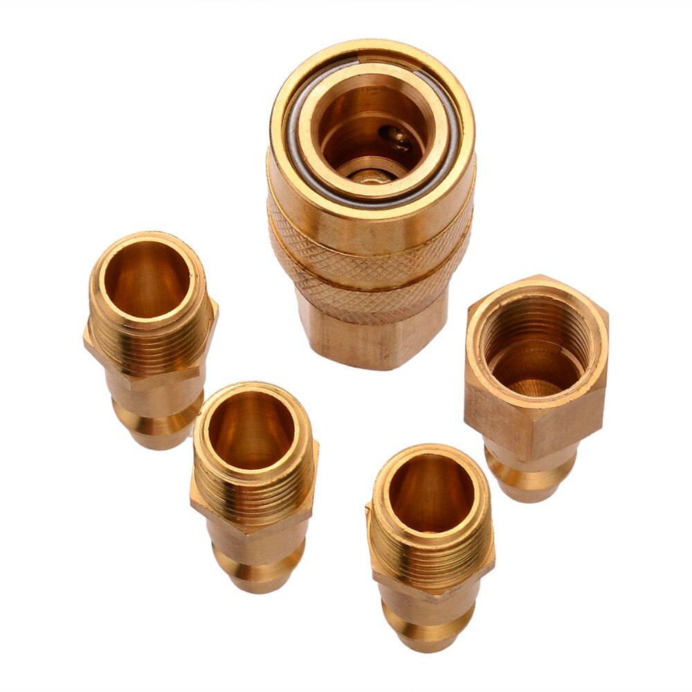 5pcs Solid Brass Quick Coupler Set Air Hose Connector Fittings 1/4" NPT Tools