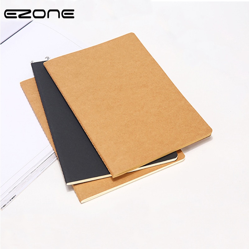 EZONE B5 Kraft Notebook Black Kraft Cover Notebook Blank Pages Line Paper Sketchbook Planner Notebook School Supply Stationery