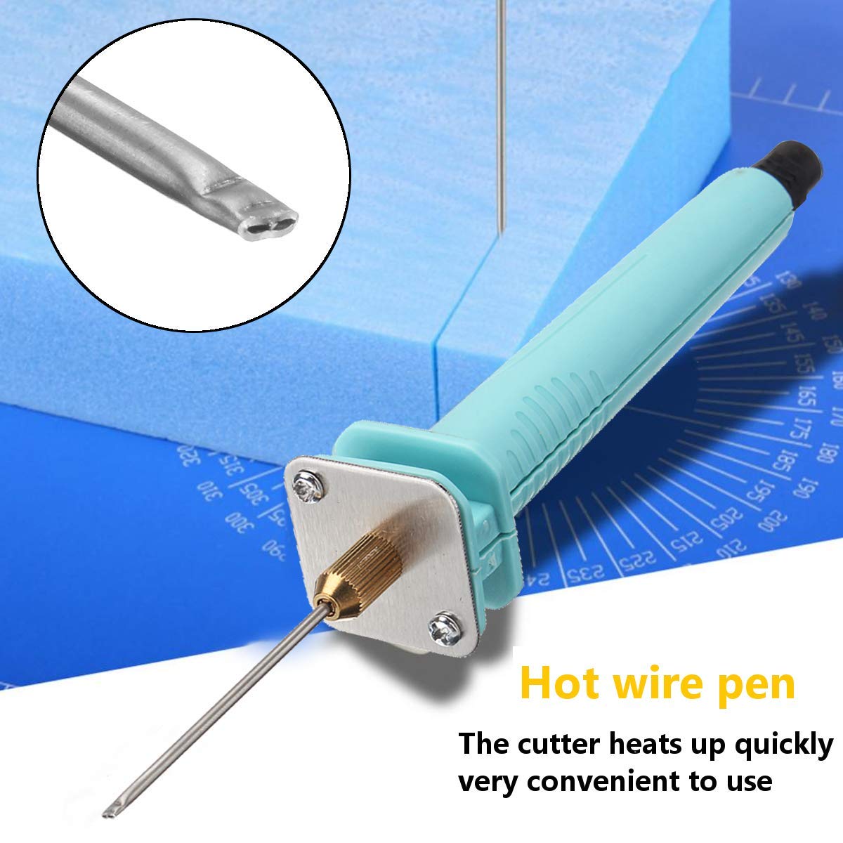 Elektrisk skærer pen styroskum polystyren tråd styrofoam skærevoks elektrisk tråd skære pen værktøjssæt sæt håndværk: Blå 15cm