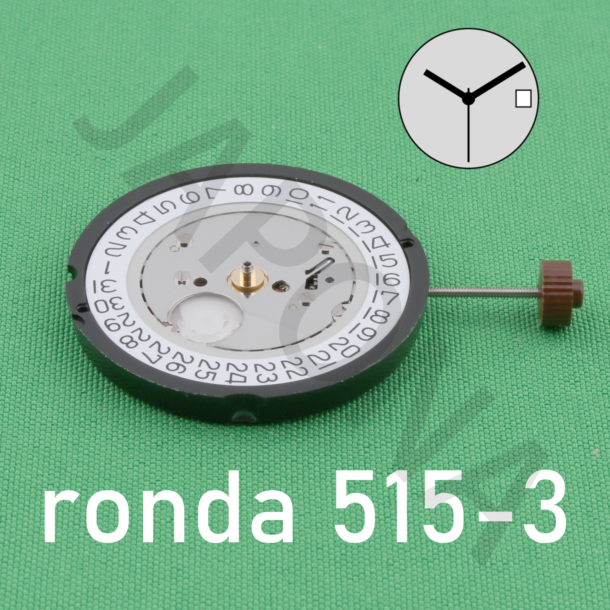 RONDA 515 uurwerk Zwitsers 515-3 normtech 3-wijzers quartz uurwerk met datum Accessoires Repareren Vervangende onderdelen Horlogebeweging