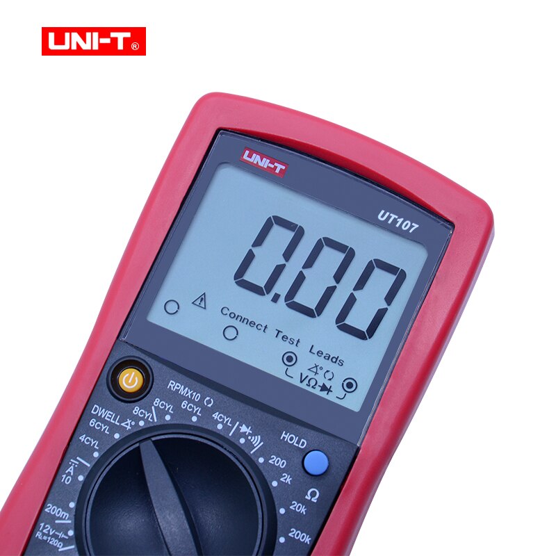 UNI-T UT105/UT107 Handheld Automotive Multipurpose Meters Manual Range Multimeter Input Protection Tach Battery Test