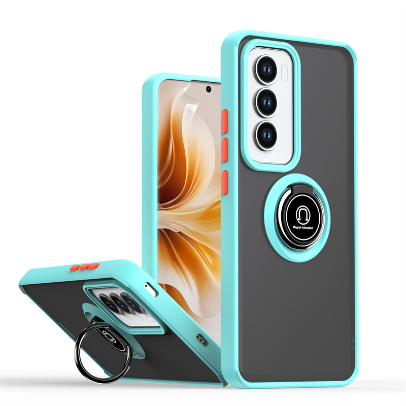 Hårdt pc stødsikkert mat pansercover til oppo reno 12 pro 12 magnetisk ring, blød ramme 5g etui til oppo reno 12f 12 pro fundasider: Grå / Til iphone 16 plus