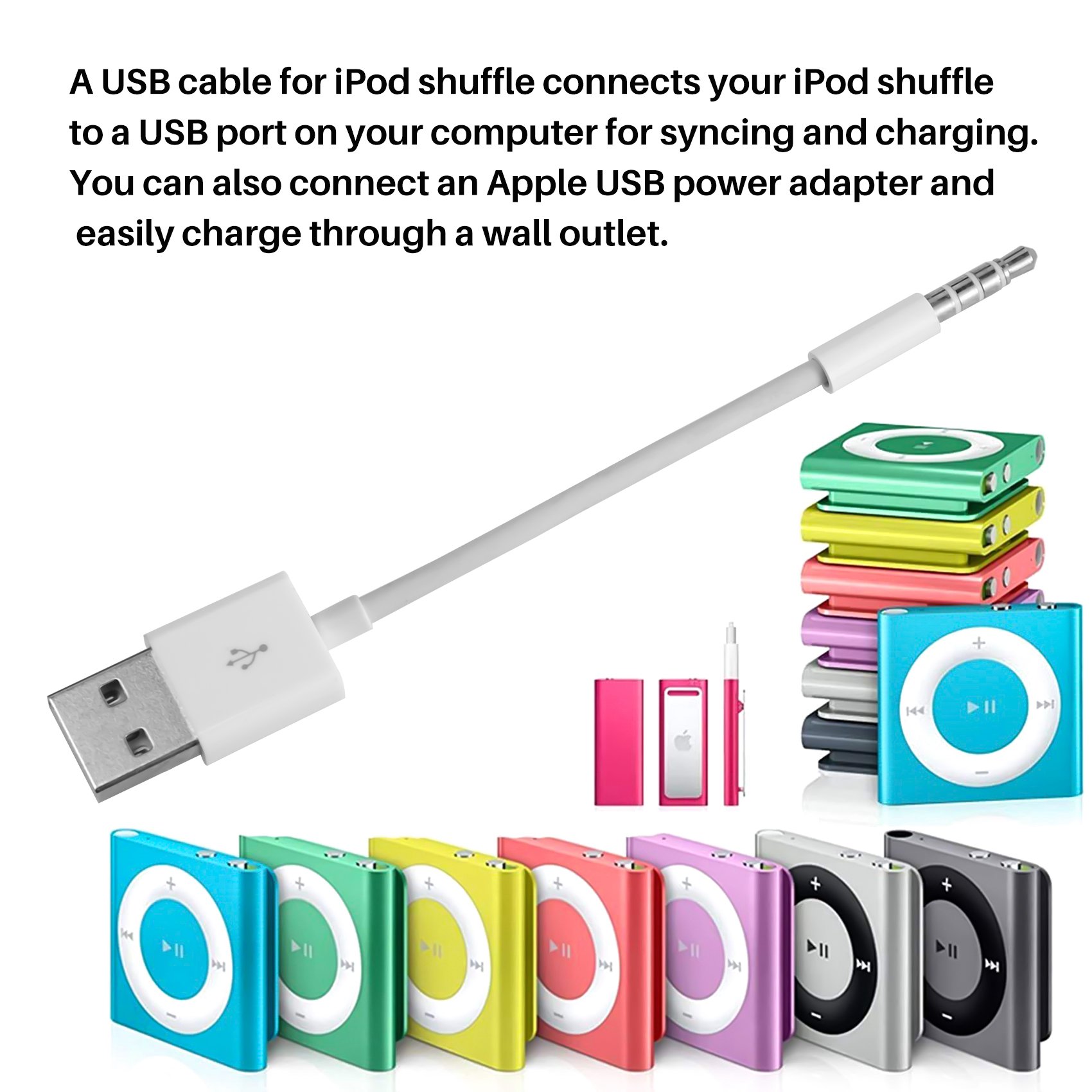 Geschikt voor Ipod SHUFFLE datakabel USB Mp3 opladen 3, 4, 5, 6 7e generatie opladerdraad