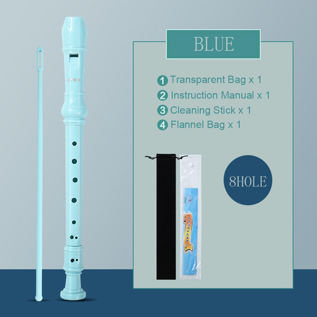 6/8 Holes Long Flute Soprano Recorder Flute Instrument For Children Educational Tool Beginner C Key Unique Sound Structure: BLUE 8 8Hole