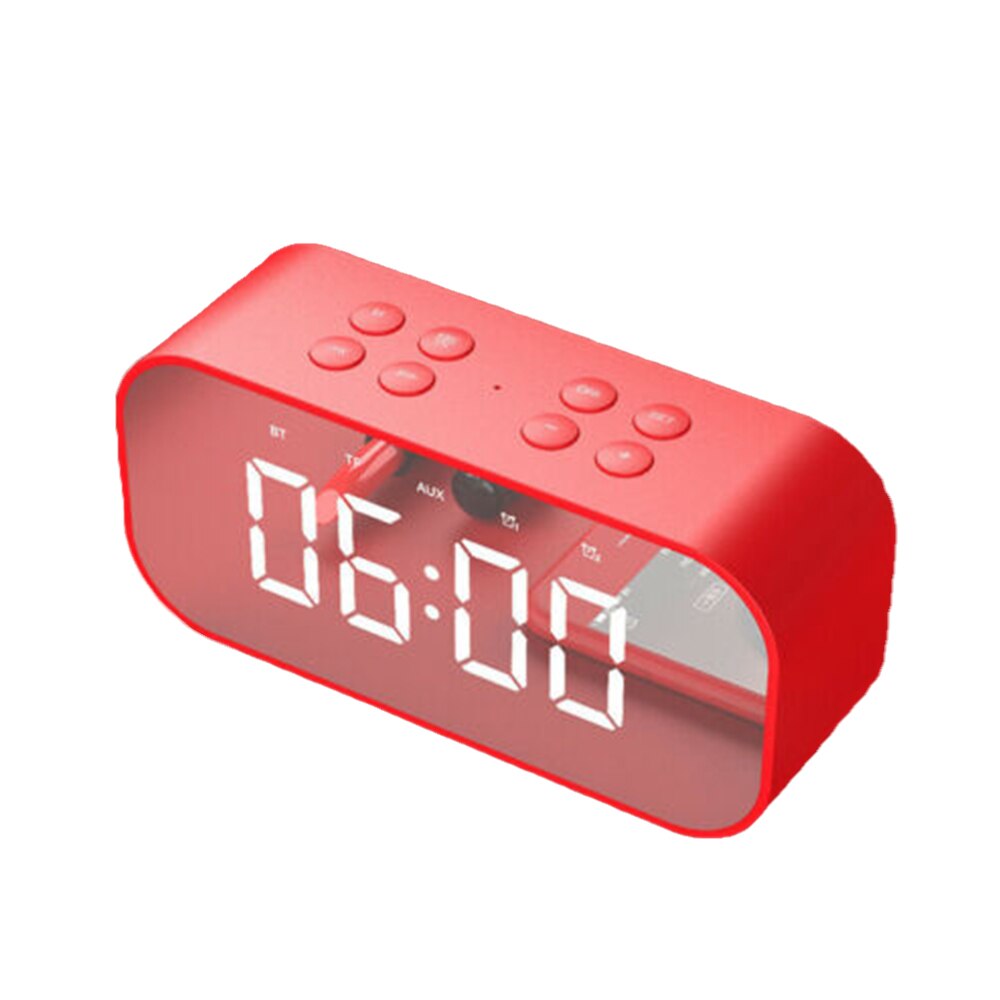 Laute Bluetooth-Lautsprecher Kabellose Stereo-Extra-Bass-Lautsprecher Wecker Radio MP3 Player Mirror LED Digital Alarm Clock: Red