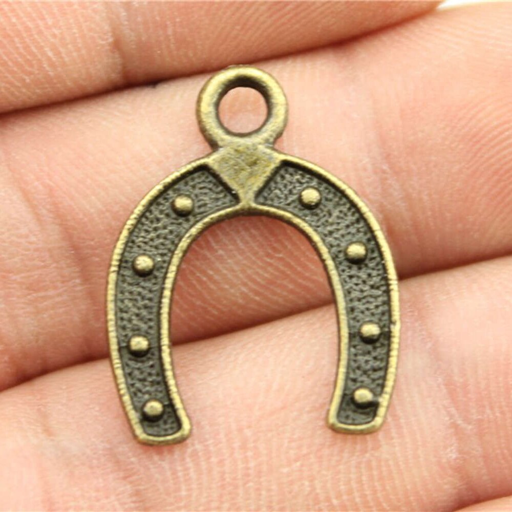 Wysiwyg 15Pcs Charms Lucky Hoefijzer Geluk Talisman 24X18Mm Tibetaans Zilveren Kleur Hanger Antieke Sieraden Maken diy Craft: Antique Bronze Plated