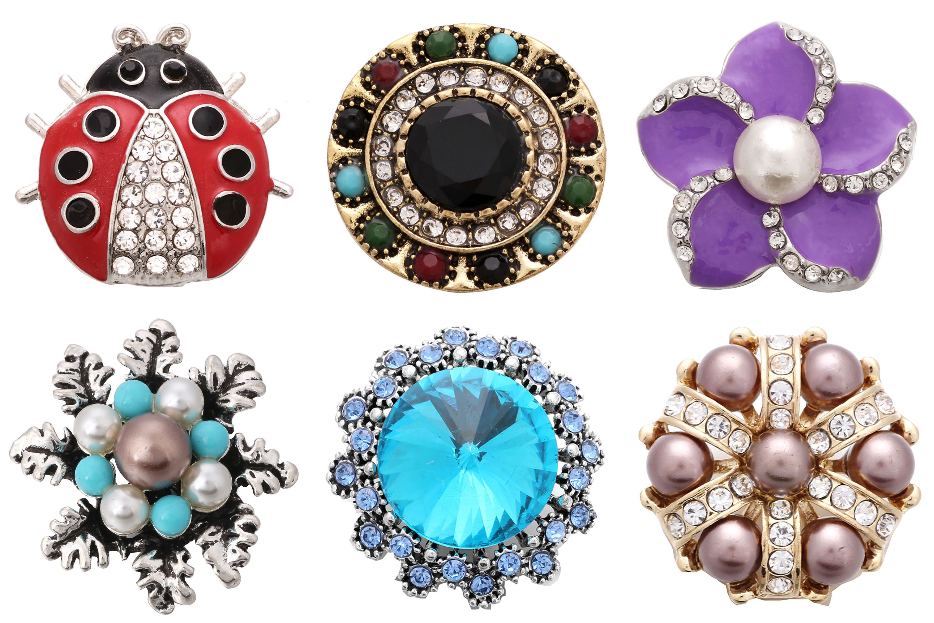 6 pièces/lot gros bouton pression bijoux mixte métal 18mm bouton pression strass pour 20mm 18mm bouton pression Bracelet bijoux: 12