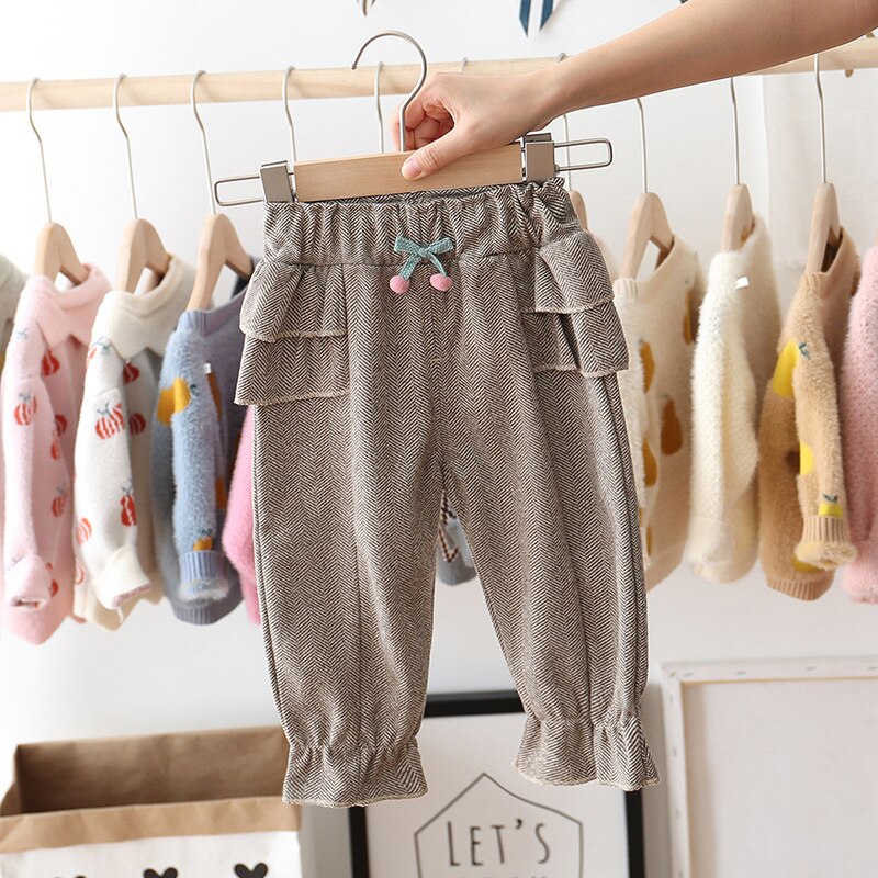 Lente herfst babymeisjes broek casual ruches kersen broek babymeisjeskleding lange prinsessenbroek kinderen