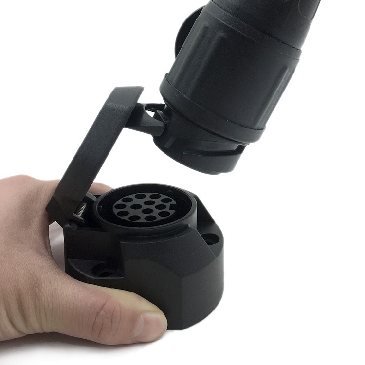 TIROL 13-Pin Trailer Socket Black frosted materials 13-Pole Trailer Socket 12V Tow bar Towing Socket T22807