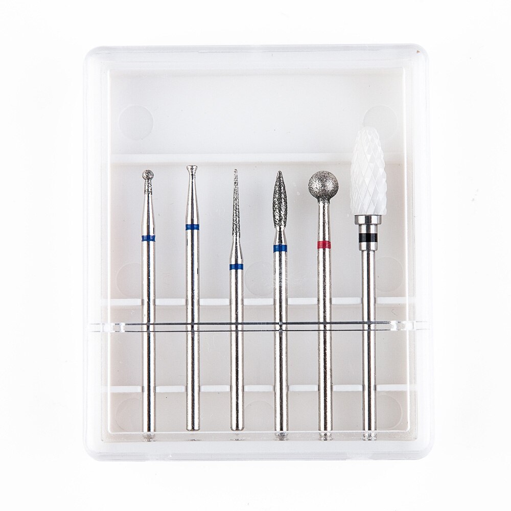 6 sztuk ceramiczne diamentowe wiertarka robić paznokci zestaw frez robić manicure obrotowy rzep czyste bity maszyna elektryczna Sztuka akcesoria: 7