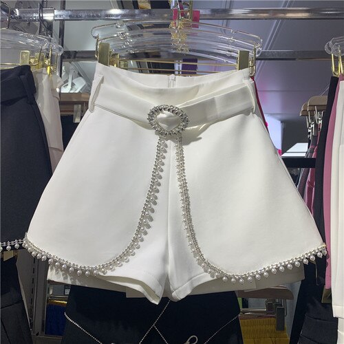 Short trapèze blanc à jambes larges pour femme, tenue assortie avec tout, pantalon court , printemps été 2022: White / S