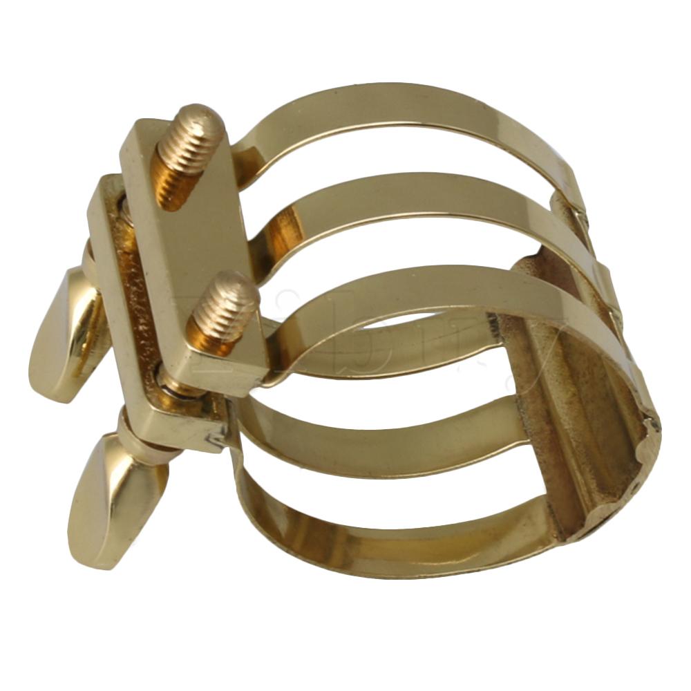Yibuy 1x Sax Ligature Gold Brass Eflat Alto Saxophone Ligature for Alto Saxophone Grandado