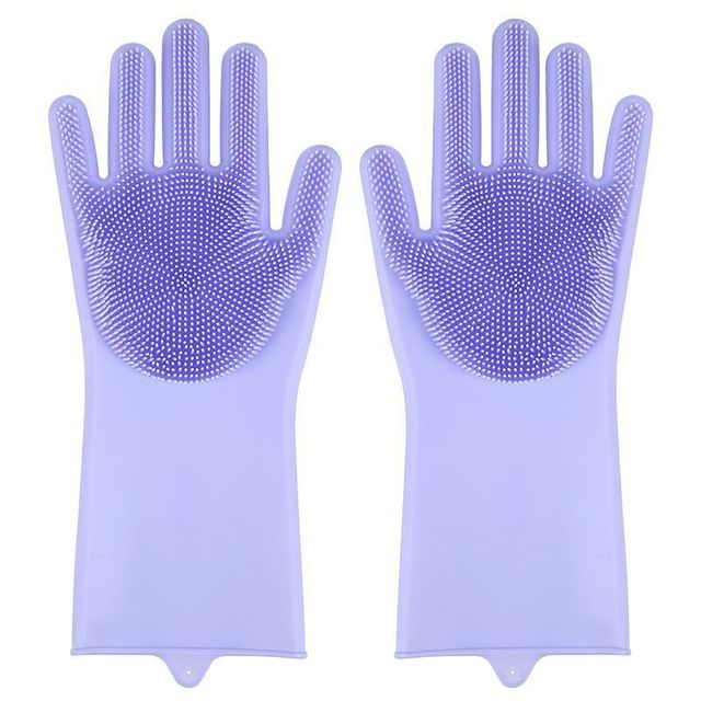 Poetshandschoenen Voor Het Verzorgen Van Huisdieren Hond Kat Baden Shampoo Handschoen Magie Afwassen Cleanner Spons Siliconen Ontharingshandschoen: Paars