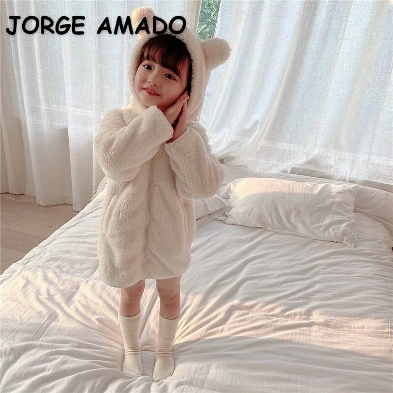 Spring Kids Meisjes Nightgowns Lange Mouwen Losse Dikke Fluwelen Leuke Nachtkleding Gewaad Jurk Voor Kinderen E413