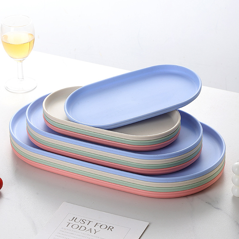 Bandeja decorativa nórdica, bandeja ovalada apilable, bandeja de almacenamiento de platos de joyería y frutas para comida, bandeja para cena de desayuno, accesorios de cocina