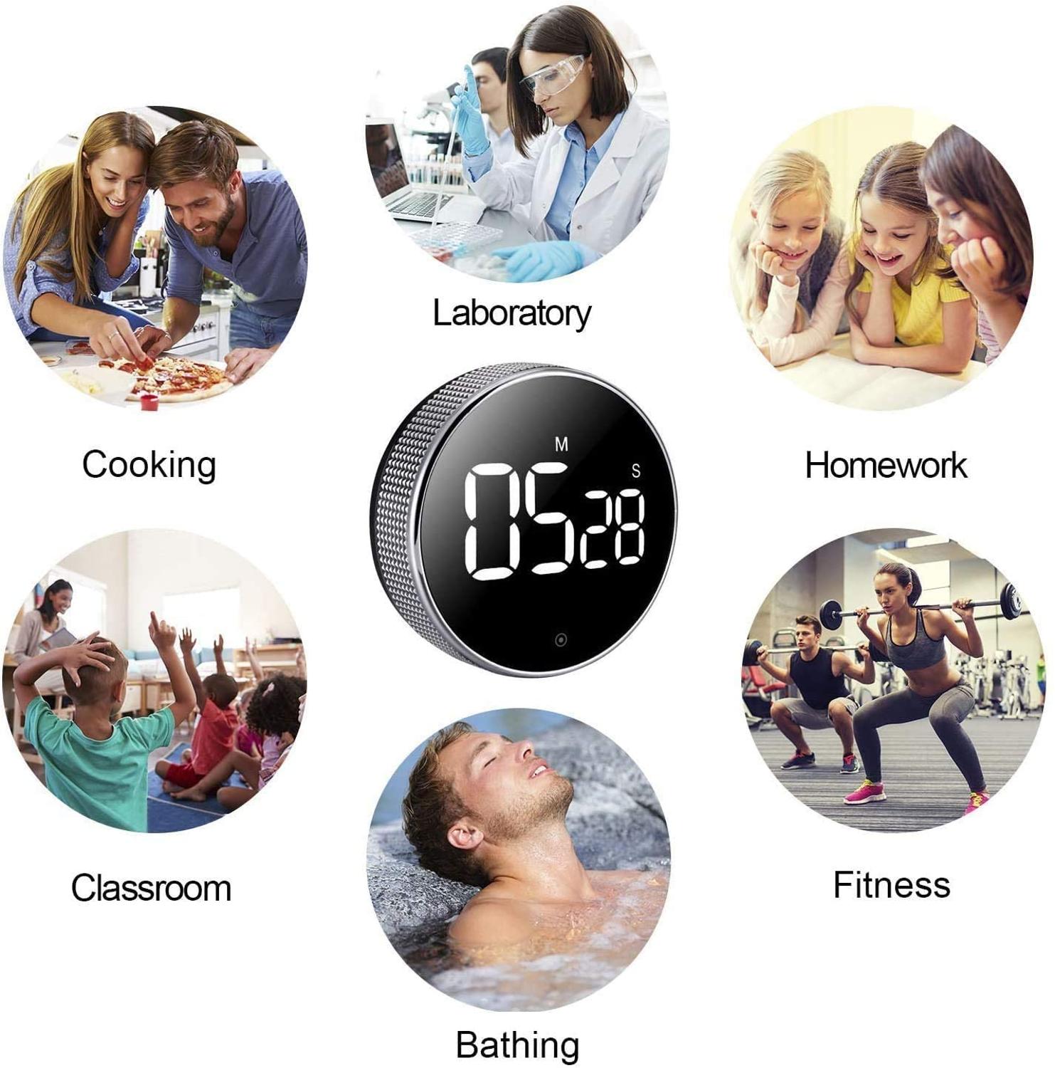 OVEKI LED Digital Kitchen Timer for Cooking Stopwatch Magnetic Electronic Countdown Alarm Clock Timer with Brightness Switch
