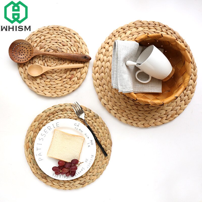 1Pc Rotan Placemats Stro Cup Onderzetters Pad Eettafel Mat Warmte-isolatie Pannenlap Rieten Drinken Coaster Keuken Accessoires
