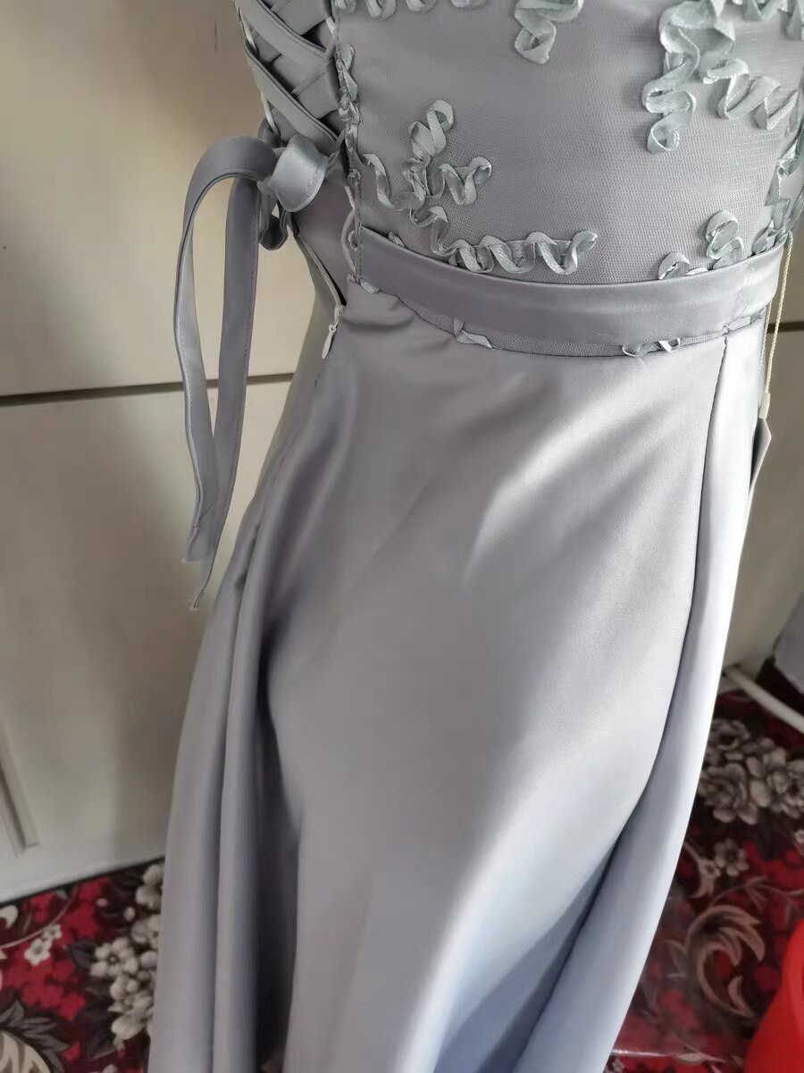 Bruidsmeisje Jurken Lange Voor Wedding Party Off-De-Schouder Kanten Ruches Half Mouwen Applicaties Elegante Zoete Wedding Party jurk