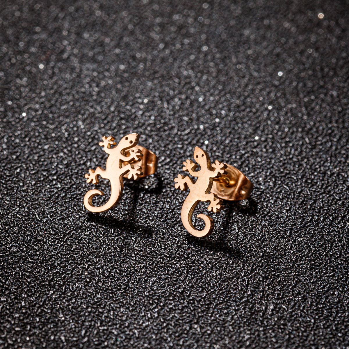 Boucles d'oreilles lézard en acier inoxydable, 1 paire, à la , Gecko, Cocktail, bijoux de mariage pour femmes
