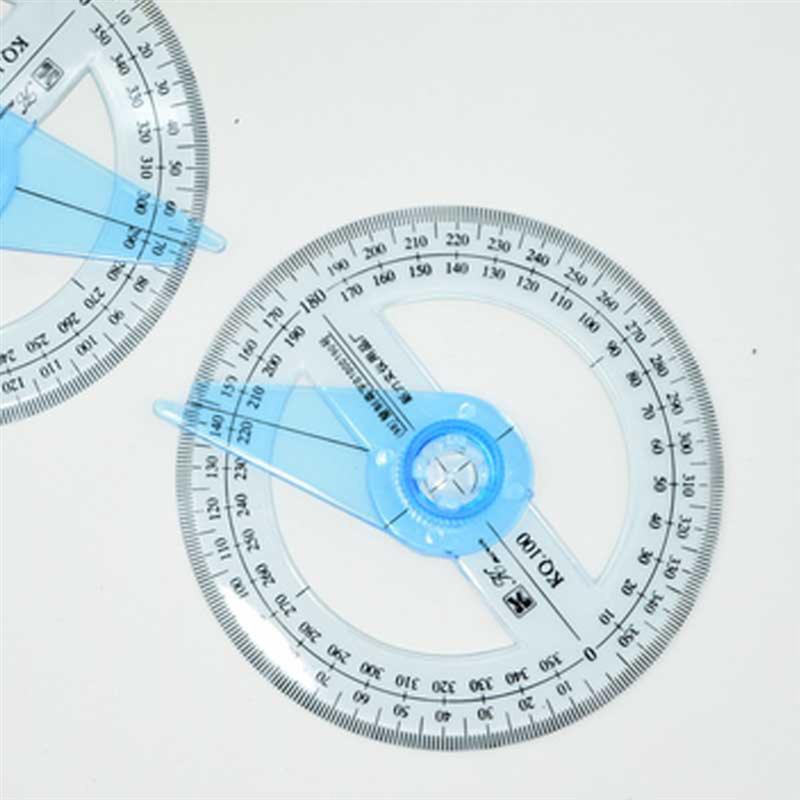 2Pcs 360-degree Circle Protractor For Primary School Students Transparent Plastic Full Circle Goniasmometer Rotating Protractors
