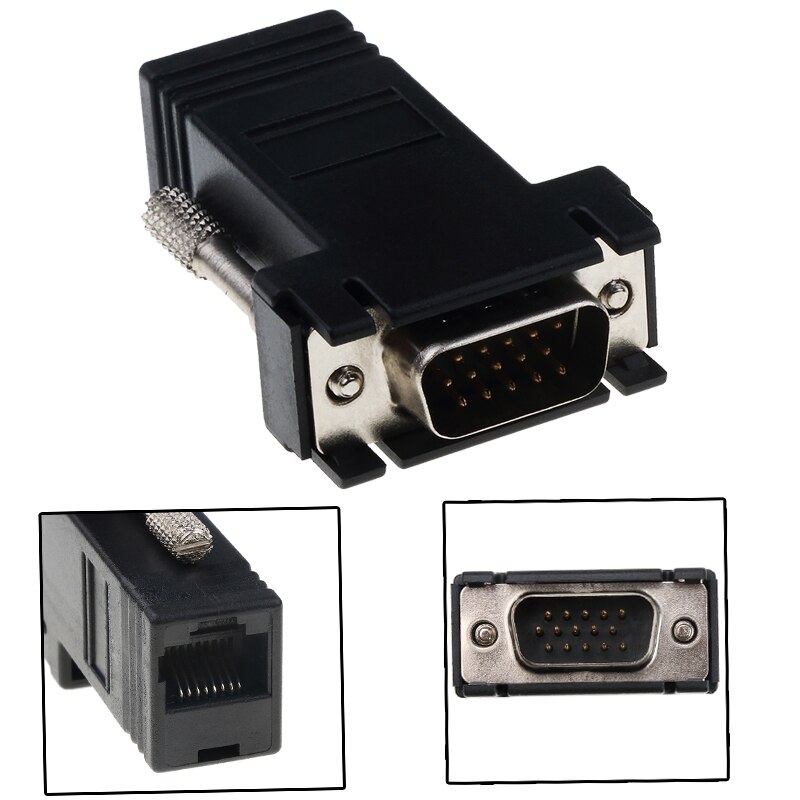 kebidu RJ45 LAN CAT5 CAT6 to VGA Extender Adapter Plug Network Cable Practical Connector Converter for PC Laptop