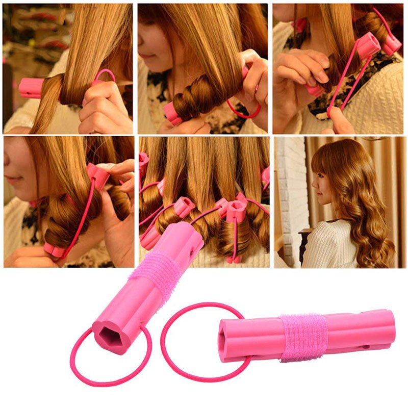 Roze 6 stuks/set magische schuimspons krultang diy golvend haar reis thuisgebruik zachte krultang rollers stylingtools