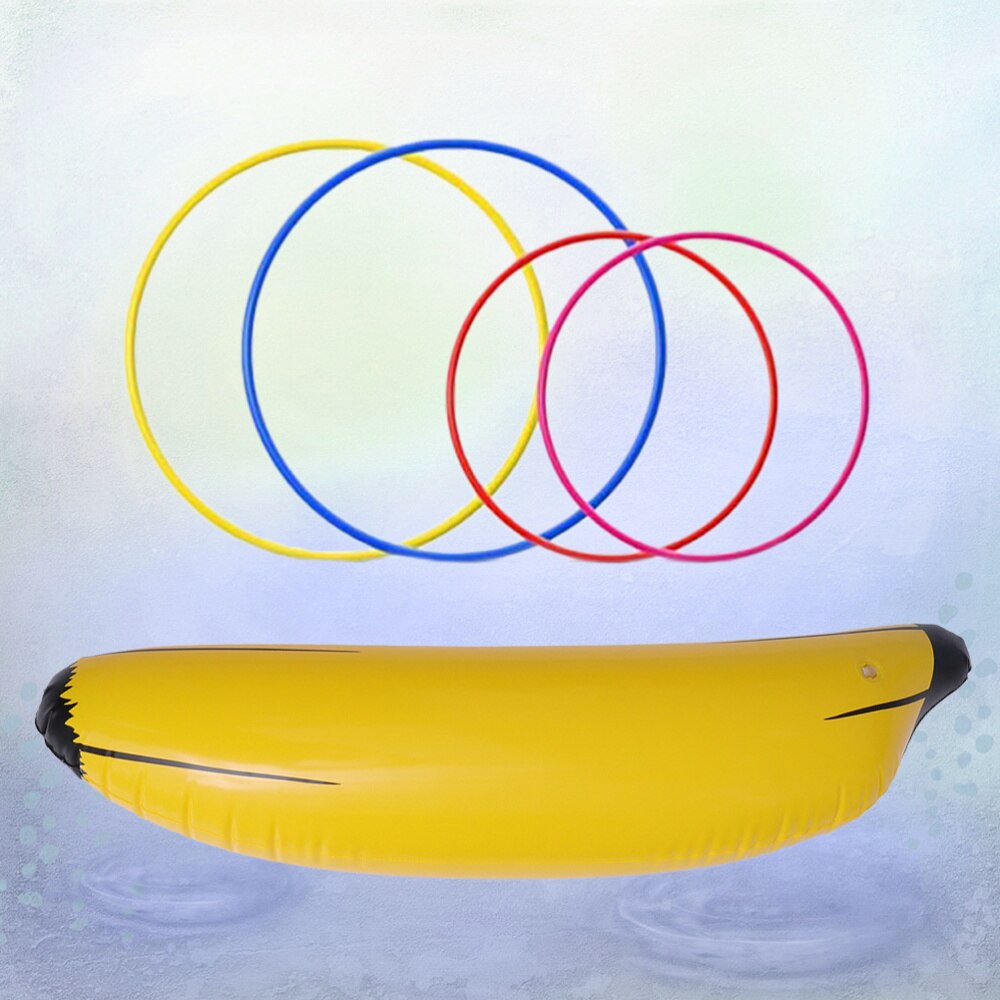 5Pcs Thicken Pvc Banaan Ring Toss Opblaasbare Vruchten Grappige Opblaasbare (1Pc Banaan, 4 Stuks Ringen)
