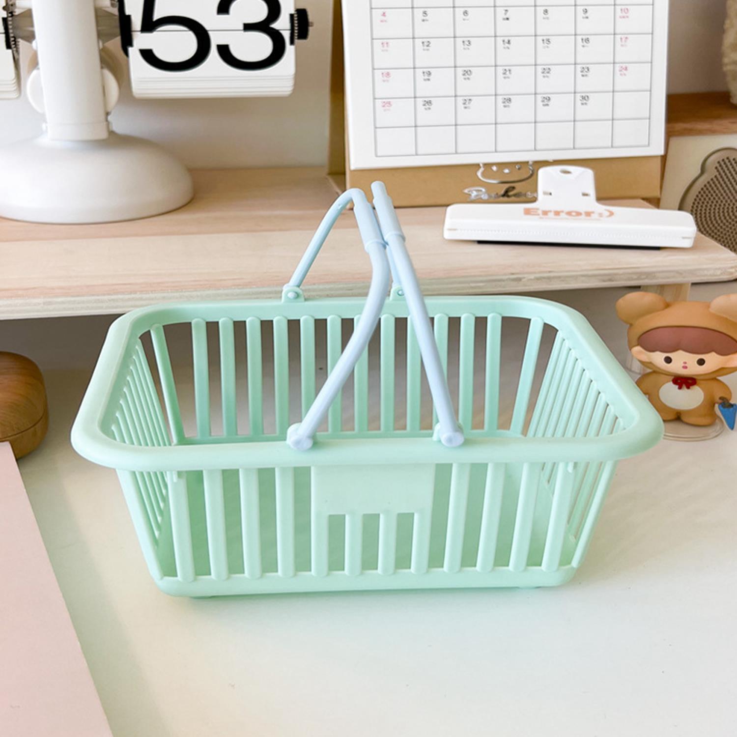 Panier de courses pour enfants, panier d'épicerie avec poignées, petits paniers de courses au détail pour de fête, organisateur de cuisine, panier à linge: vert clair
