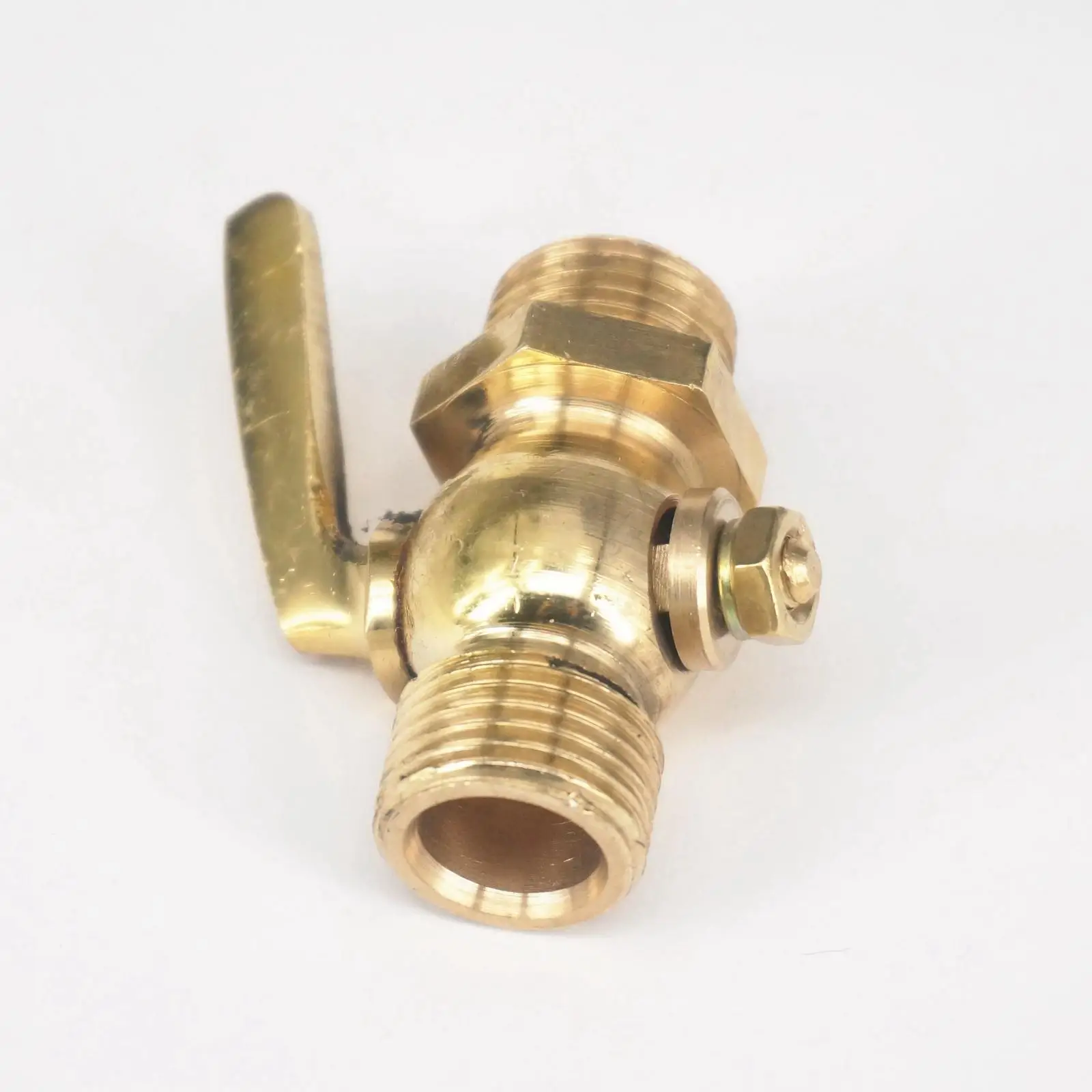 Connection 1/4" 3/8" 1/2" BSP Male Threaded Equal Brass Drain Petcock Shut Off Valve for Fuel Gas Oil Air