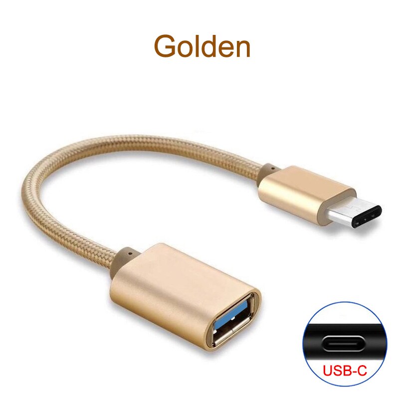 USB al tipo-C OTG adaptador de Cable para Samsung Galaxy Nota 8 9 10 20 S8 S9 S10 S10E S20 S21 Plus Ultra Lite + 5G USB-C OTG convertidor: Dorado