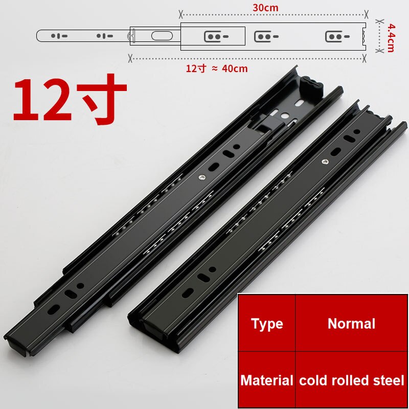 2PCS6" - 20" Stainless Steel Drawer Slides Soft Close Drawer Track Rail Sliding Three-Section Cabinet Slides Furniture Hardware: 12incnnormal