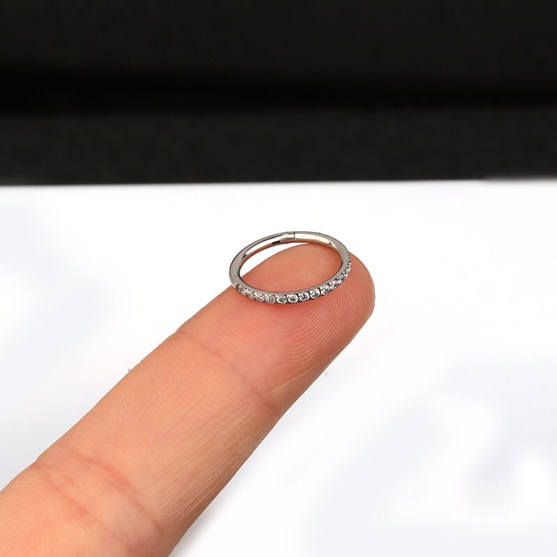 16g anneaux de septum en acier inoxydable véritable piercing septo nez oreille cartilage tragus hélix piercing clicker anneaux bijoux de corps: A-argent / 10mm